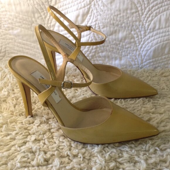 Saks Fifth Ave Leather Slingback 8 Classy Quiet Lux Leather Italian Ankle strap - Picture 2 of 7